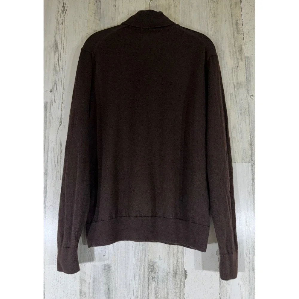 Banana Republic Merino Wool Turtleneck L Sweater Chocolate Brown Classic Preppy